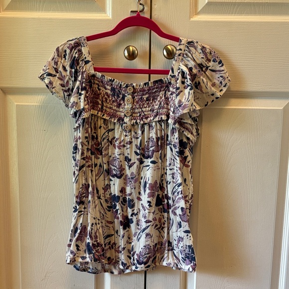 Maurices Tops - Maurices Purple and Cream Floral Blouse